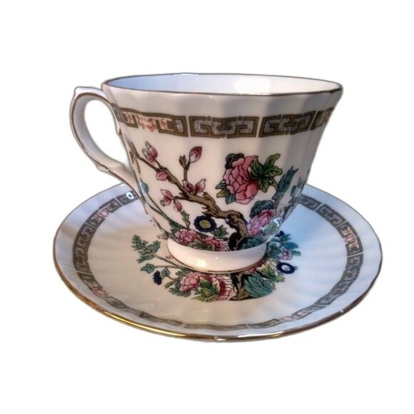 Duchess Bone China England Indian Tree Tea Cup Saucer Scalloped Gold Trim - Picture 4 of 10